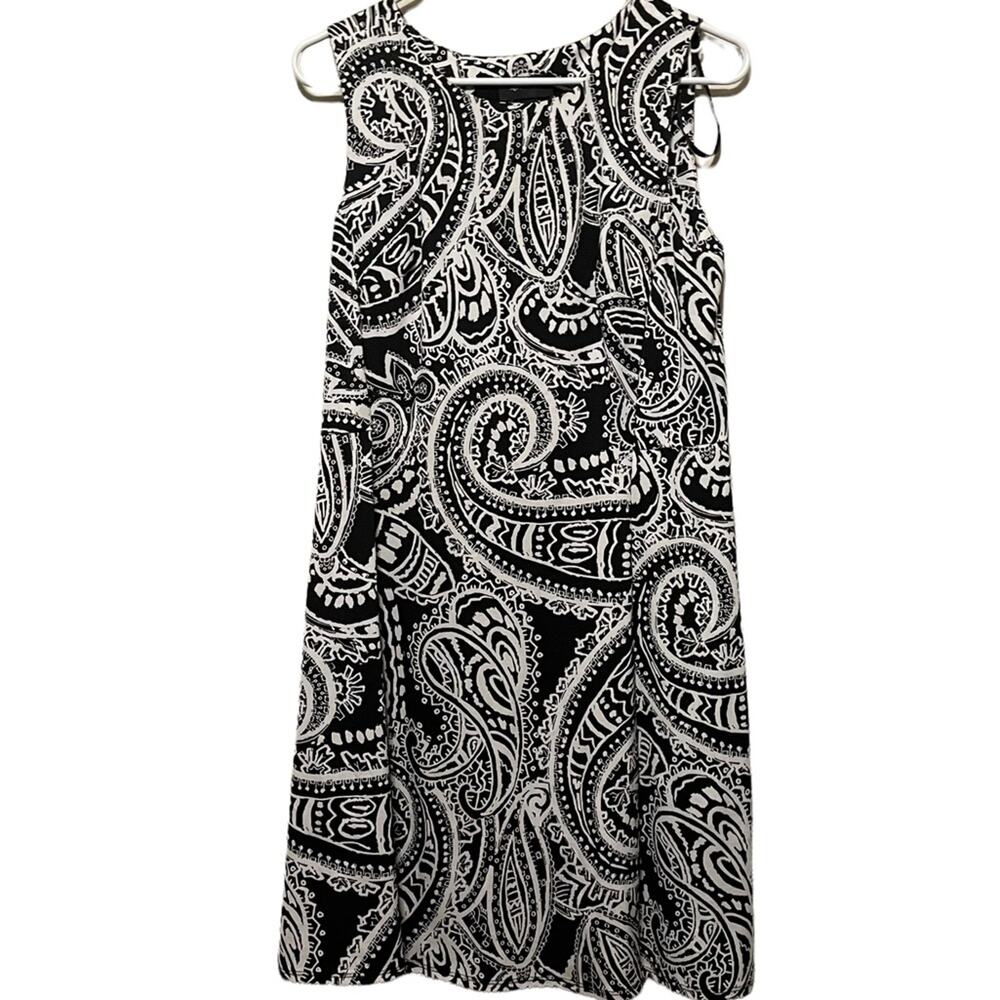 AB Studio Patterned Sleeveless Black & White Dress
